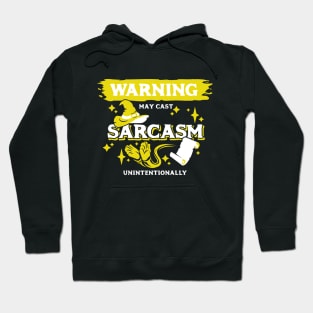 May Cast Sarcasm Unintentionally Light Yellow Warning Label Hoodie